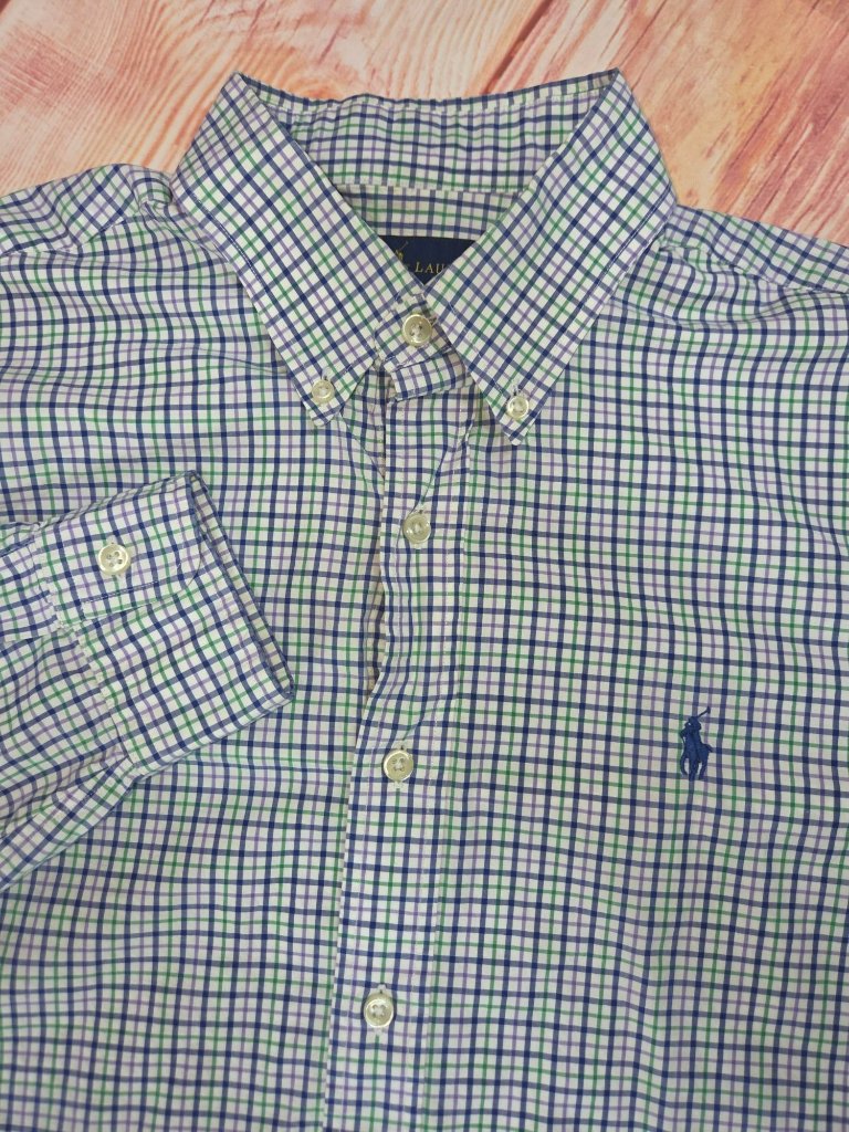 Ralph Lauren Blue-Green Plaid Long Sleeve Shirt Medium